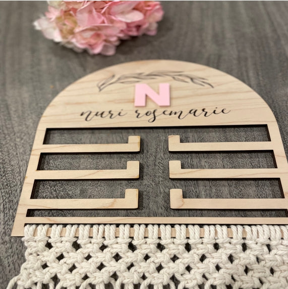 Personalized Macrame Hair Bow Holder