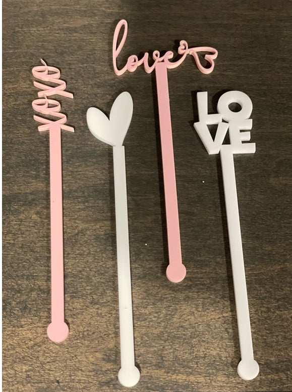 “Love Notes” Acrylic Stirrer Set (4 pcs)