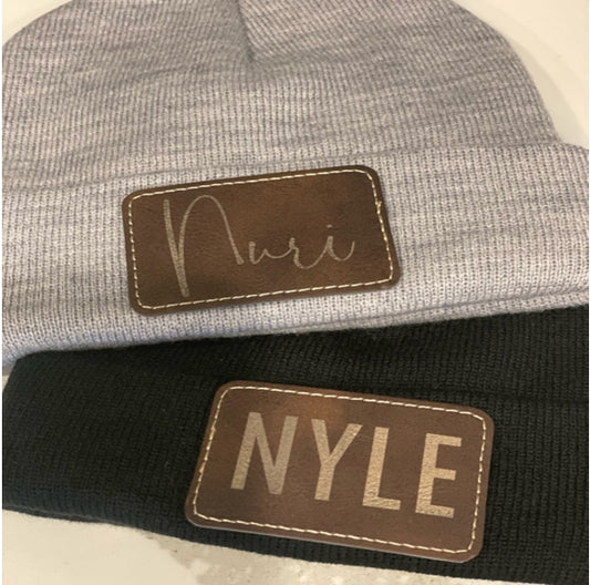 Personalized Leather Patch Beanie