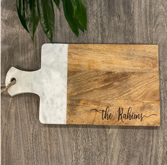 Marble + Wood Engraved Charcuterie Board